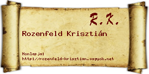 Rozenfeld Krisztián névjegykártya